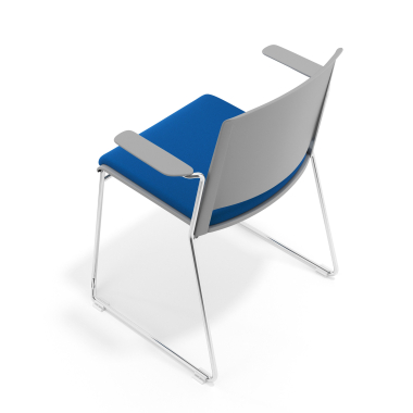 sedia da conferenza grigio blu con bracci rivestita tessuto senza braccioli 7