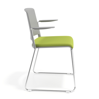 sedia da conferenza grigio verde con bracci rivestita tessuto senza braccioli 3