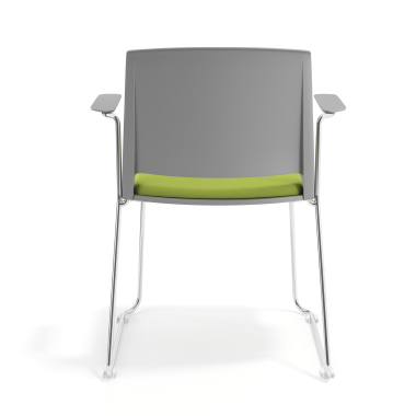 sedia da conferenza grigio verde con bracci rivestita tessuto senza braccioli 4