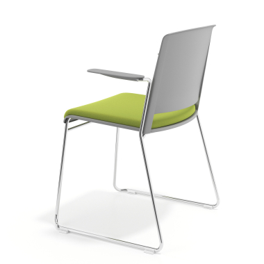 sedia da conferenza grigio verde con bracci rivestita tessuto senza braccioli 5