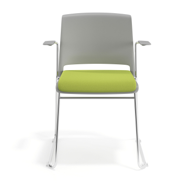 sedia da conferenza grigio verde con bracci rivestita tessuto senza braccioli 6