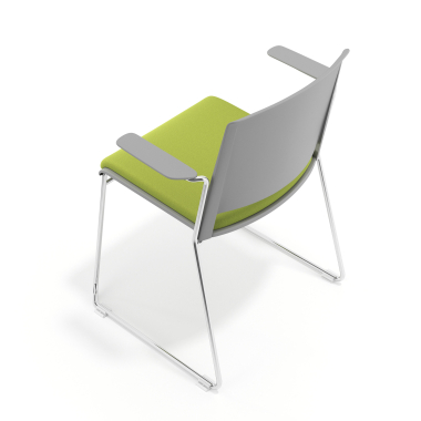 sedia da conferenza grigio verde con bracci rivestita tessuto senza braccioli 7