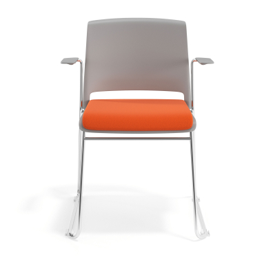 sedia da conferenza grigio arancione con bracci rivestita tessuto senza braccioli 6
