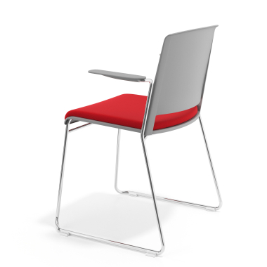 sedia da conferenza grigio rosso con bracci rivestita tessuto senza braccioli 5