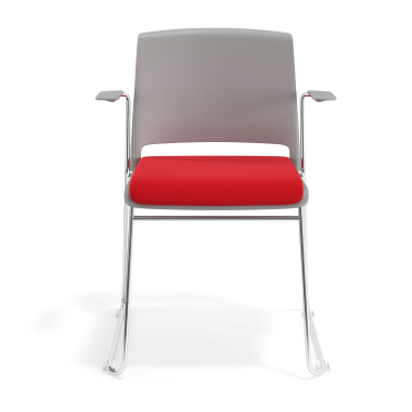 sedia da conferenza grigio rosso con bracci rivestita tessuto senza braccioli 6