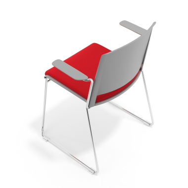 sedia da conferenza grigio rosso con bracci rivestita tessuto senza braccioli 7
