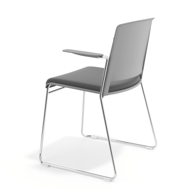 sedia da conferenza grigio grigio con bracci rivestita tessuto senza braccioli 5