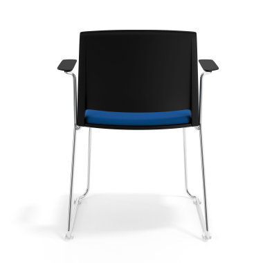 sedia da conferenza nero blu con bracci rivestita tessuto senza braccioli 4