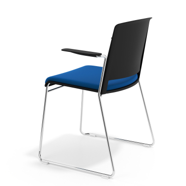 sedia da conferenza nero blu con bracci rivestita tessuto senza braccioli 5