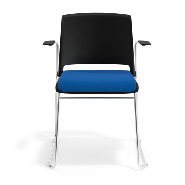 sedia da conferenza nero blu con bracci rivestita tessuto senza braccioli 6