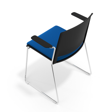 sedia da conferenza nero blu con bracci rivestita tessuto senza braccioli 7