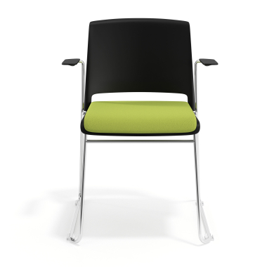 sedia da conferenza nero verde con bracci rivestita tessuto senza braccioli 6