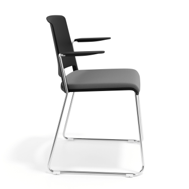 sedia da conferenza nero grigio con bracci rivestita tessuto senza braccioli 3