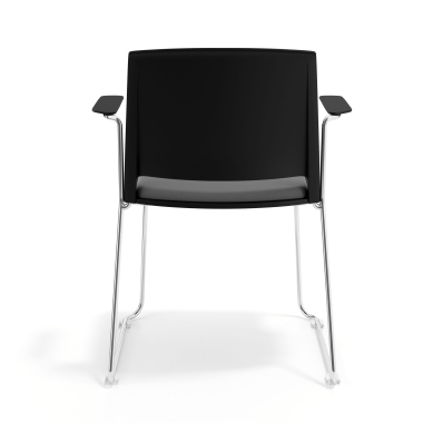 sedia da conferenza nero grigio con bracci rivestita tessuto senza braccioli 4