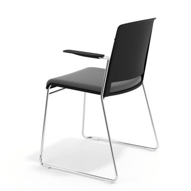 sedia da conferenza nero grigio con bracci rivestita tessuto senza braccioli 5