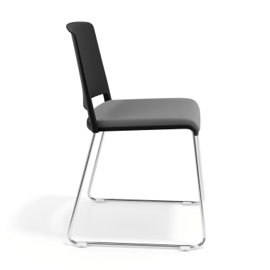 sedia da conferenza nero grigio senza bracci rivestita tessuto senza braccioli 3