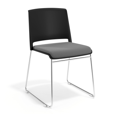 sedia da conferenza nero grigio senza bracci rivestita tessuto senza braccioli 1
