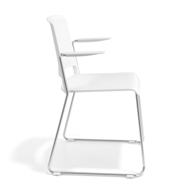 sedia da conferenza bianco con bracci tessuto braccioli fissi 3