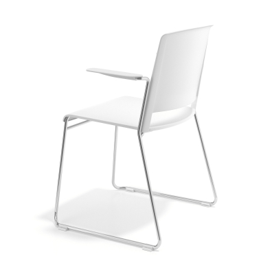 sedia da conferenza bianco con bracci tessuto braccioli fissi 5