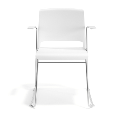 sedia da conferenza bianco con bracci tessuto braccioli fissi 6