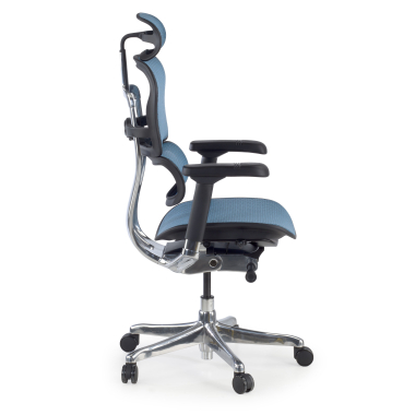 sedia ergonomica blu struttura nera rete rete transpirante braccioli regolabili 5d poggiatesta 4