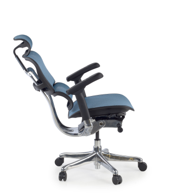 sedia ergonomica blu struttura nera rete rete transpirante braccioli regolabili 5d poggiatesta 5
