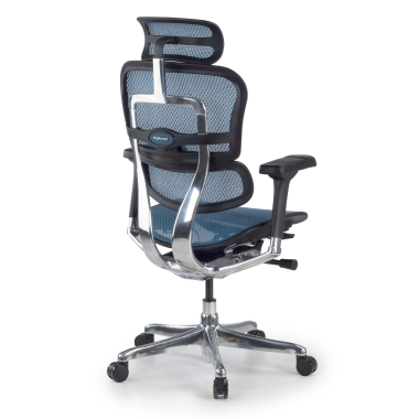 sedia ergonomica blu struttura nera rete rete transpirante braccioli regolabili 5d poggiatesta 6