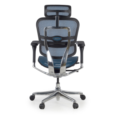 sedia ergonomica blu struttura nera rete rete transpirante braccioli regolabili 5d poggiatesta 7