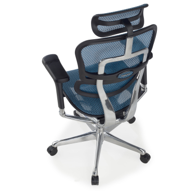 sedia ergonomica blu struttura nera rete rete transpirante braccioli regolabili 5d poggiatesta 8