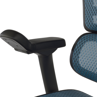 sedia ergonomica blu struttura nera rete rete transpirante braccioli regolabili 5d poggiatesta 10
