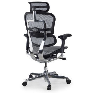 sedia ergonomica grigio struttura nera rete rete transpirante braccioli regolabili 5d poggiatesta 6