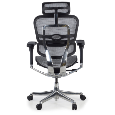 sedia ergonomica grigio struttura nera rete rete transpirante braccioli regolabili 5d poggiatesta 7