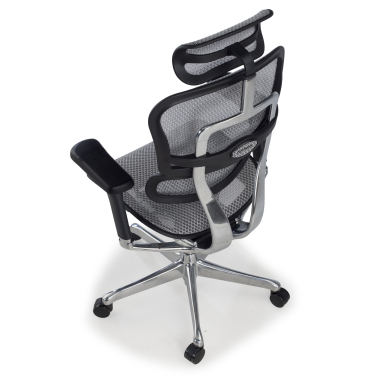 sedia ergonomica grigio struttura nera rete rete transpirante braccioli regolabili 5d poggiatesta 8
