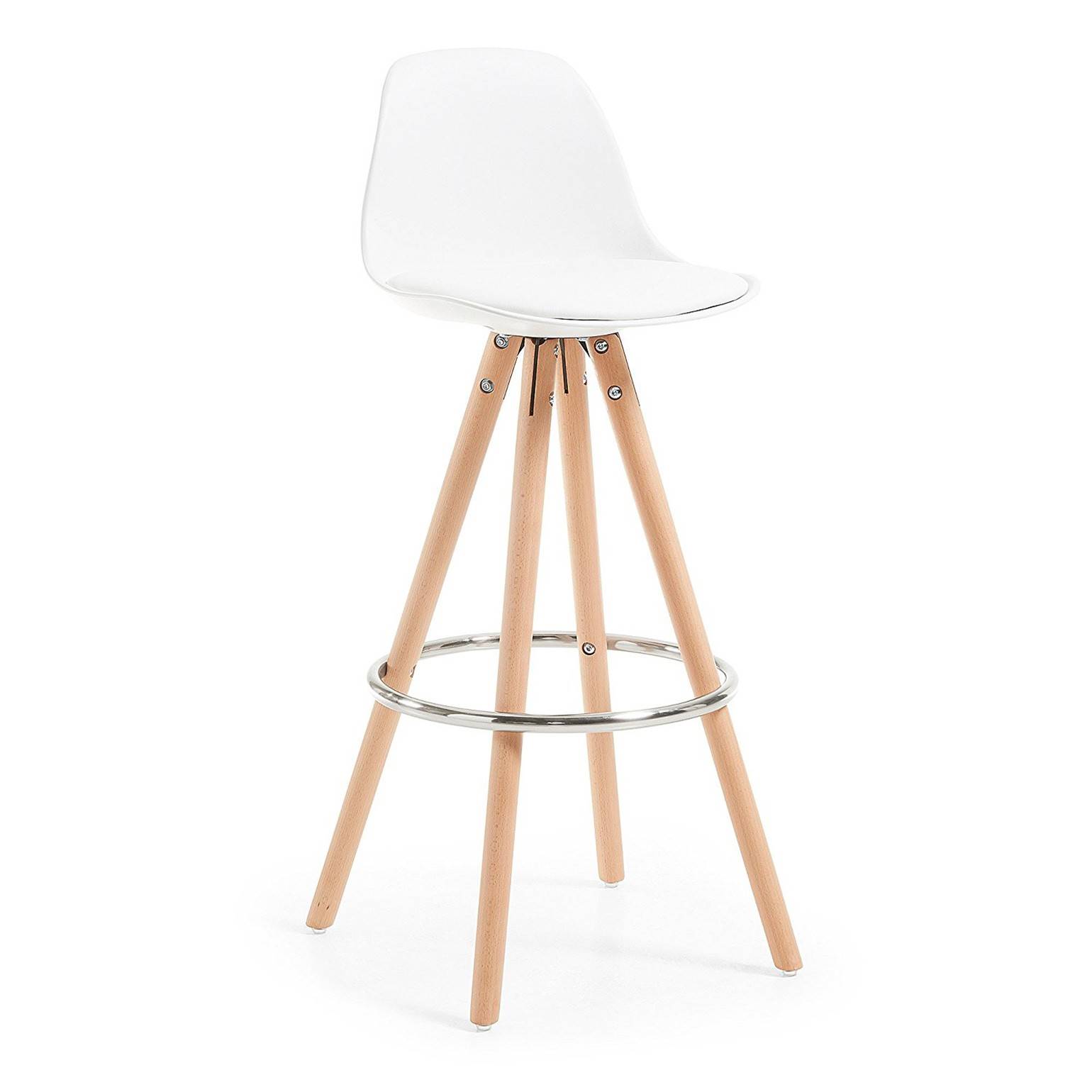 Sgabello alto Norway con gambe in legno, design scandinavo