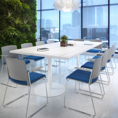 sedia da conferenza grigio blu con bracci rivestita tessuto senza braccioli 2