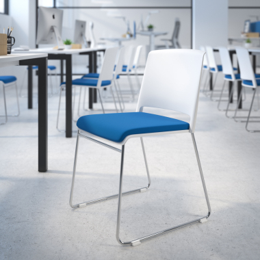 sedia da conferenza blu senza bracci rivestita tessuto senza braccioli 2