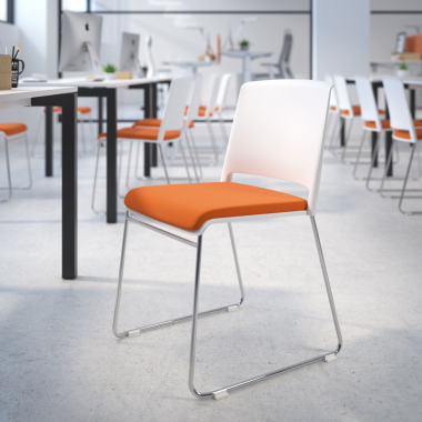 sedia da conferenza bianco arancione senza bracci rivestita tessuto senza braccioli 2