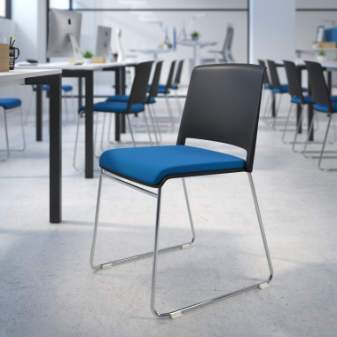 sedia da conferenza nero blu senza bracci rivestita tessuto senza braccioli 2