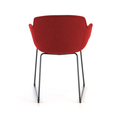 sedia da conferenza rosso struttura base a slitta rete transpirante braccioli fissi 4