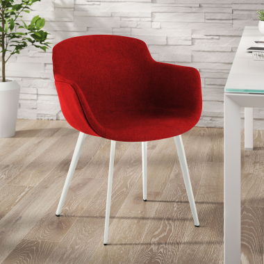 sedia da conferenza bianco rosso 4 gambe tessuto braccioli imbottiti 2