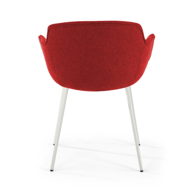 sedia da conferenza bianco rosso 4 gambe tessuto braccioli imbottiti 6