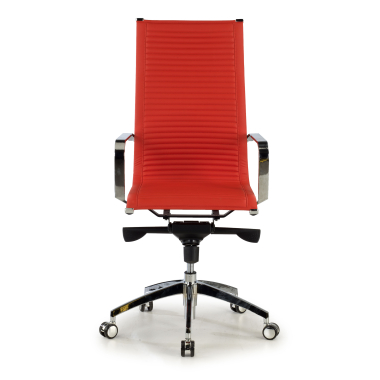 sedia da ufficio rosso struttura cromata ecopelle ecopelle braccioli fissi 3