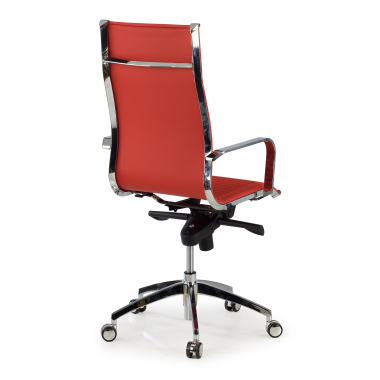 sedia da ufficio rosso struttura cromata ecopelle ecopelle braccioli fissi 5