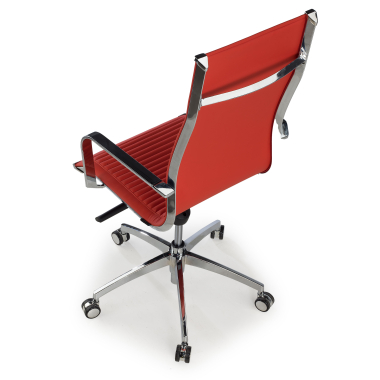 sedia da ufficio rosso struttura cromata ecopelle ecopelle braccioli fissi 7