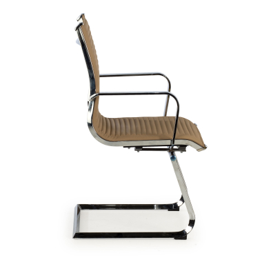 sedia da conferenza marrone caffe struttura cromata ecopelle ecopelle braccioli fissi 4