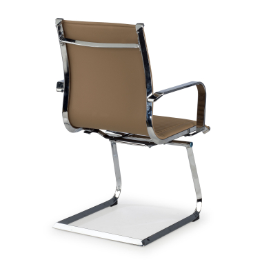 sedia da conferenza marrone caffe struttura cromata ecopelle ecopelle braccioli fissi 5