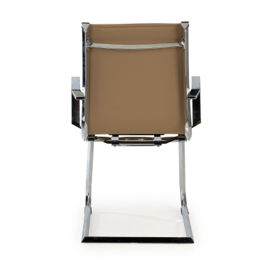 sedia da conferenza marrone caffe struttura cromata ecopelle ecopelle braccioli fissi 6