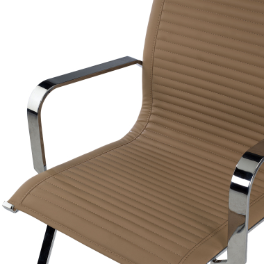 sedia da conferenza marrone caffe struttura cromata ecopelle ecopelle braccioli fissi 8