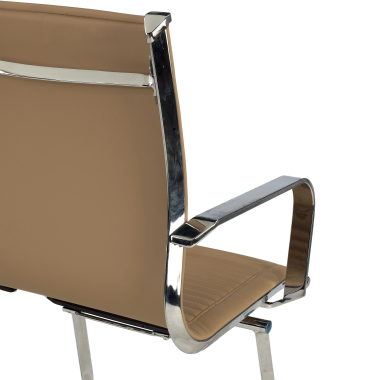 sedia da conferenza marrone caffe struttura cromata ecopelle ecopelle braccioli fissi 9