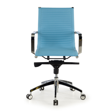 poltrona da ufficio azzurro celeste struttura cromata ecopelle ecopelle braccioli fissi 3